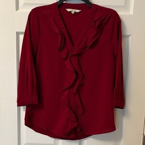 41 Hawthorn Deep Red Ruffle Blouse